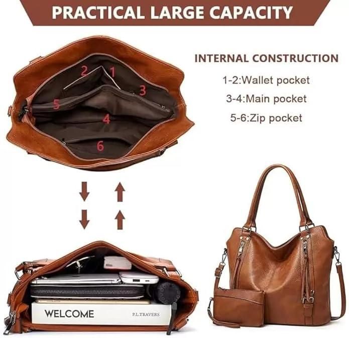 Femme Classy PU Leather Tote – 2-in-1 Women’s Purse & Handbag 👛
