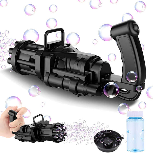 BubbleBlitz 8 Hole Bubble Gun – Electric Gatling Blower with 3 Batteries