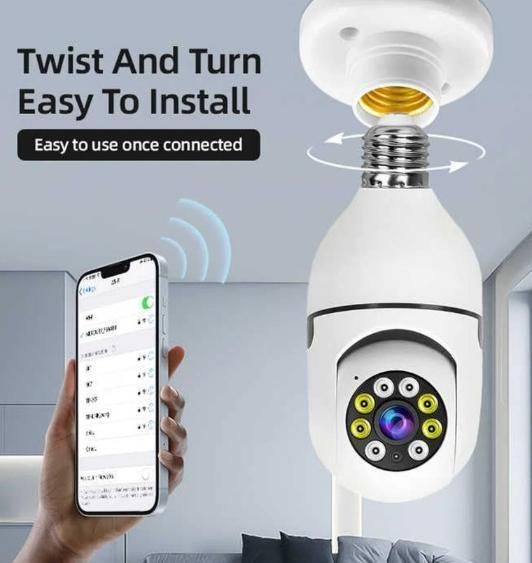 Bulb Camera WiFi Auto Rotation Fish Eye 360 Degree