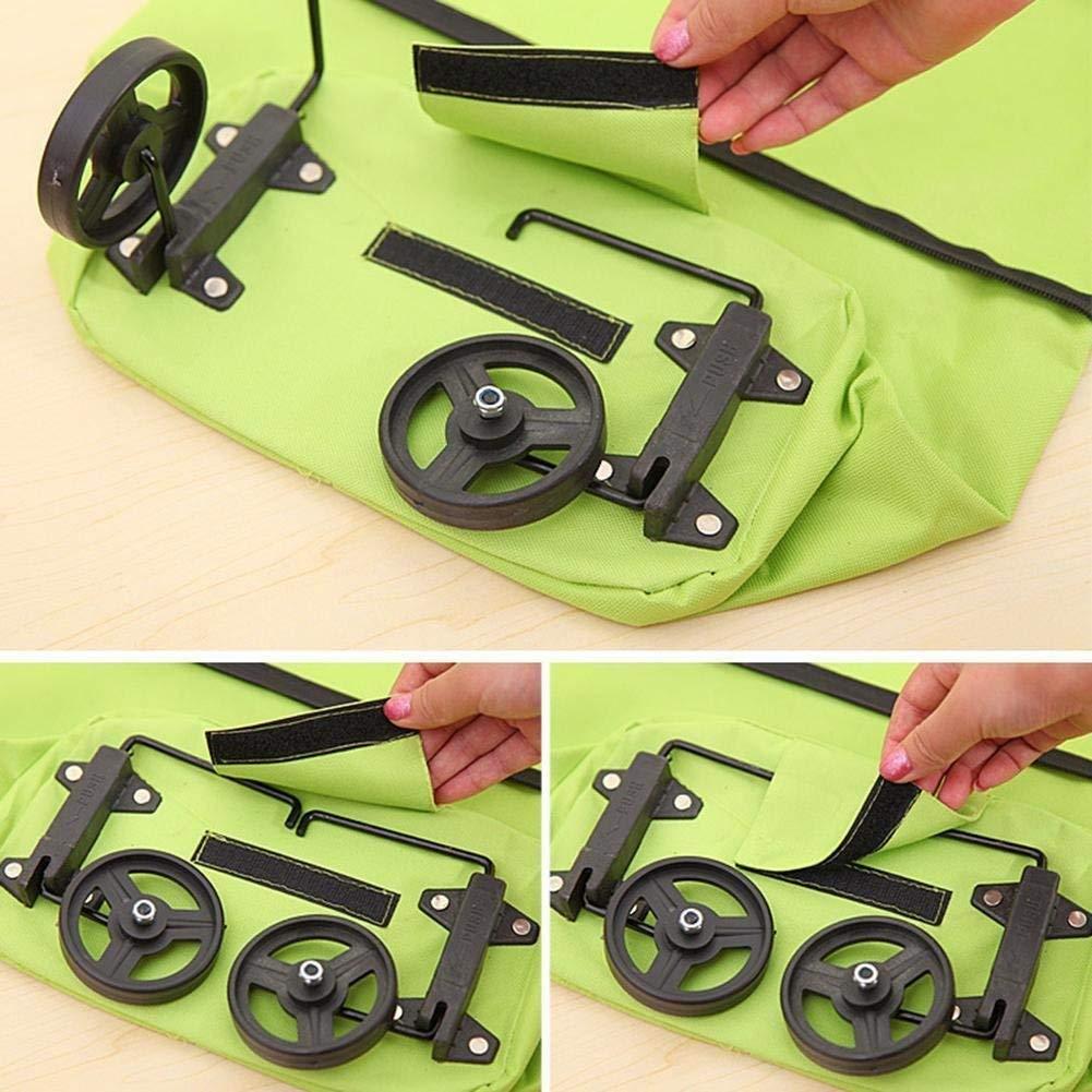 Shopping Trolley with Wheels Foldable Trolley Bag for Parents Students Shopping Men Women (Green)
