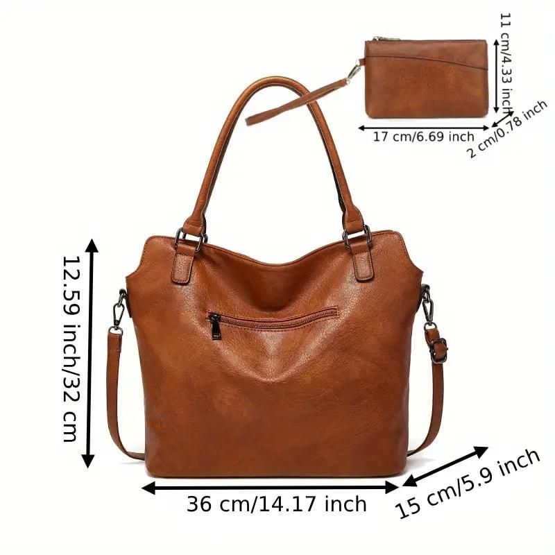 Femme Classy PU Leather Tote – 2-in-1 Women’s Purse & Handbag 👛