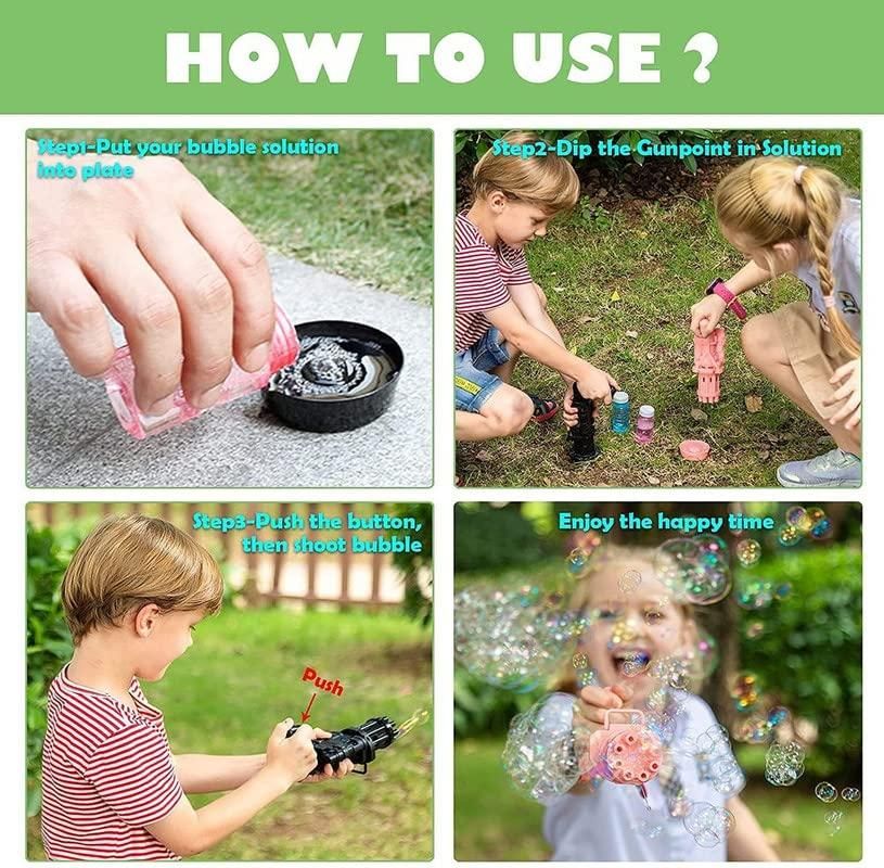 BubbleBlitz 8 Hole Bubble Gun – Electric Gatling Blower with 3 Batteries