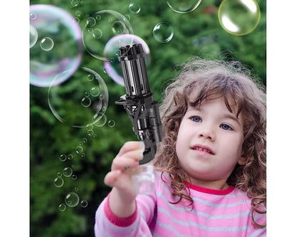 BubbleBlitz 8 Hole Bubble Gun – Electric Gatling Blower with 3 Batteries
