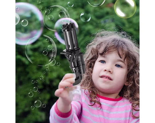 BubbleBlitz 8 Hole Bubble Gun – Electric Gatling Blower with 3 Batteries