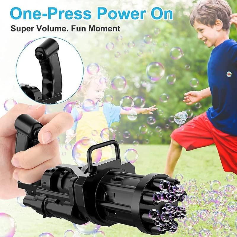 BubbleBlitz 8 Hole Bubble Gun – Electric Gatling Blower with 3 Batteries