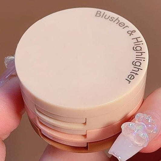 3-in-1 Blusher, Highlighter & Compact – Travel-Friendly Makeup Palette