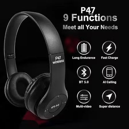 Wireless Bluetooth P47 Sport Classic Gaming DJ Headphone (Multicolor) 🎧
