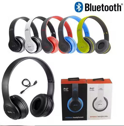 Wireless Bluetooth P47 Sport Classic Gaming DJ Headphone (Multicolor) 🎧